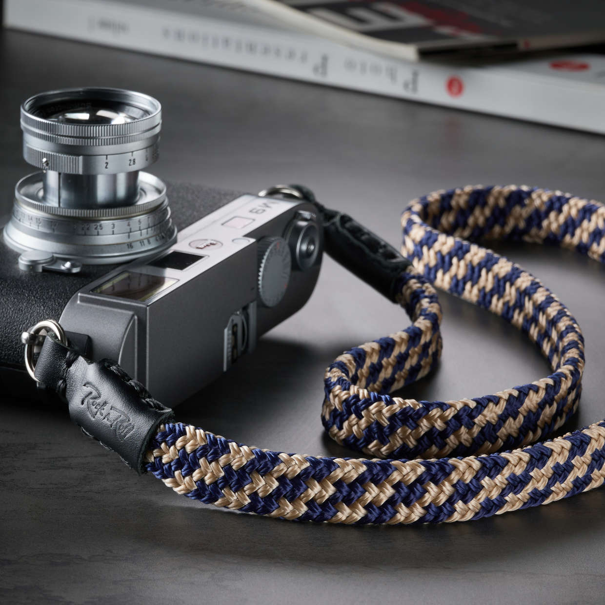 Flat Rope Blue and Beige Camera Strap - Rock n Roll